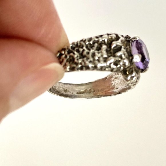 Don Dietz Handmade Amethyst 6mm Gemstone Cast Sterling Silver Ring Size 5.75 - Picture 7 of 16